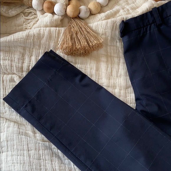 Armani Collezioni navy check fitted trousers pants - Picture 7 of 8